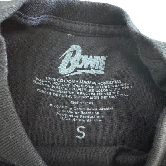 David Bowie Official Edition 100% Cotton Black SS T-Shirt, Size S NWT - Picture 4 of 6